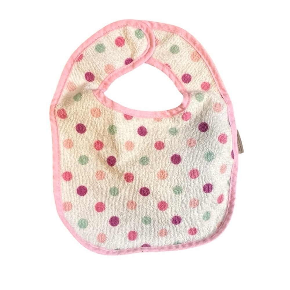 Luvable Friends Baby Girl Cotton Blend Adjustable Neckband Polka Dot Bib  Deep